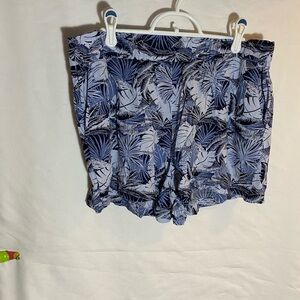 Aerie Blue and Black Tropical Shorts, 100% Modal, Size Large